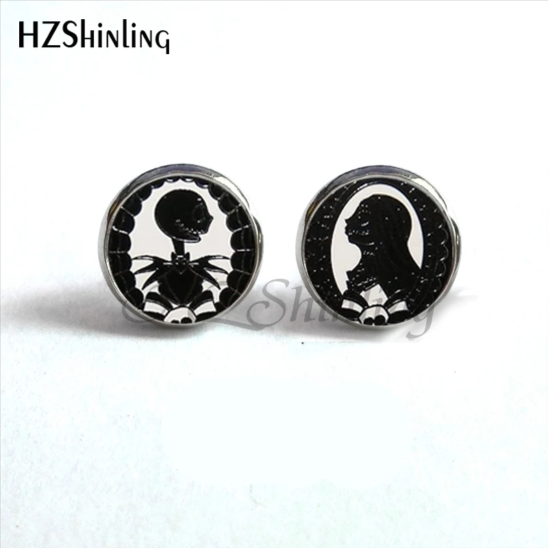 ED-0046, Новое поступление, серьги-гвоздики Jack Skellington and Sally, Кошмар перед Рождеством, серьги для девушек, серьги-бойфренды - Окраска металла: 13