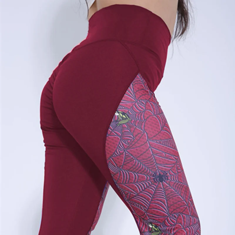 Спортивные Леггинсы для фитнеса S-XXL кальсоны йоги для женщин Камуфляж Высокая талия стрейч тренажерный зал леггинсы для Хип До Тонкий воен - Цвет: Red Net