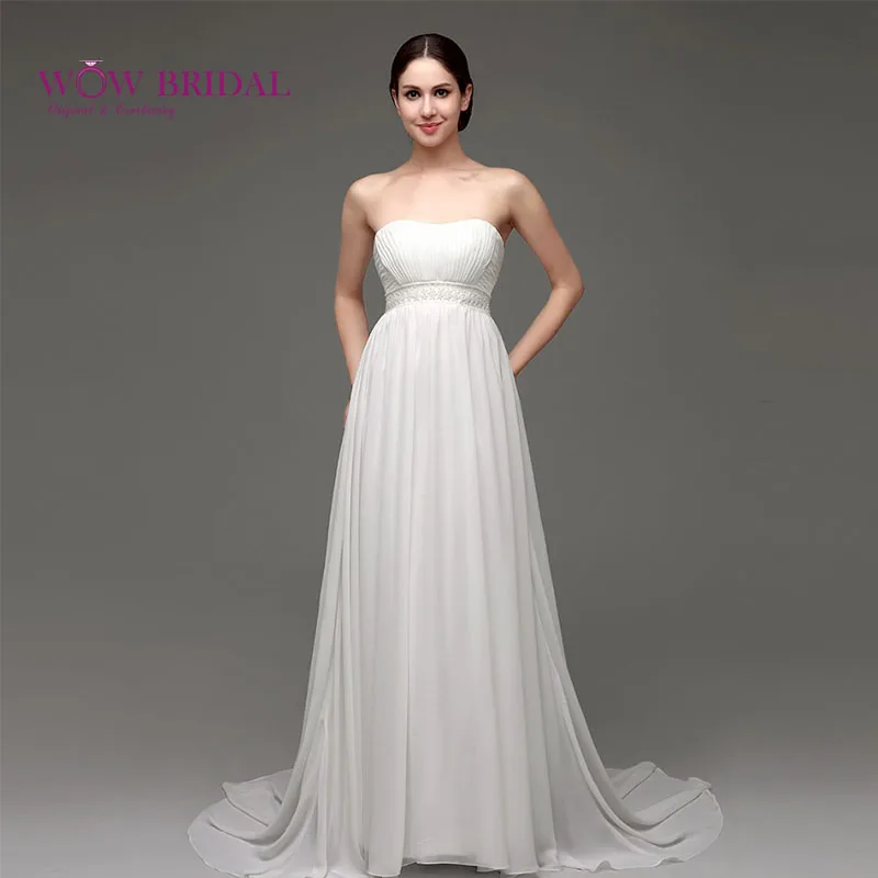 Wowbridal 2016 белый шифон турецком стиле свадебное платье талия империи свадебные