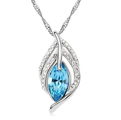 Австрийский кристалл лист перо кулон дизайн модные ювелирные изделия подарок