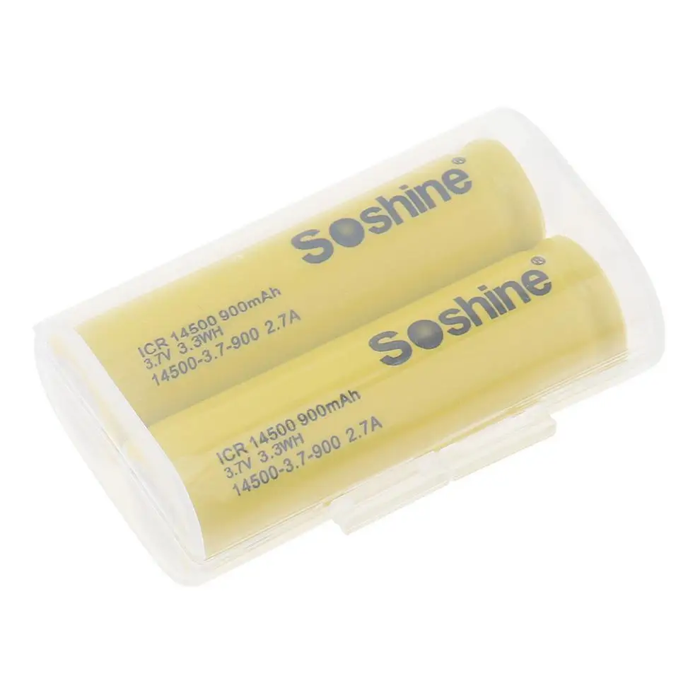 2 шт./лот Soshine 3 7 в 900 мАч ICR 14500 литий ионная аккумуляторная батарея с