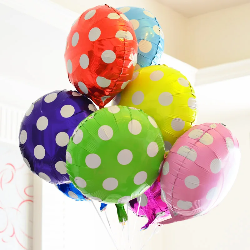 Фольгированные алюминиевые воздушные шары в горошек с большим гелием круглые