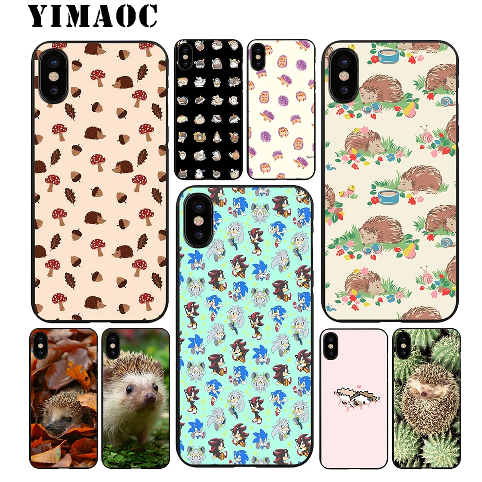 YIMAOC Ёжик Симпатичные из мягкого ТПУ Черный силиконовый чехол для iPhone X или 10 8 7 6 6S
