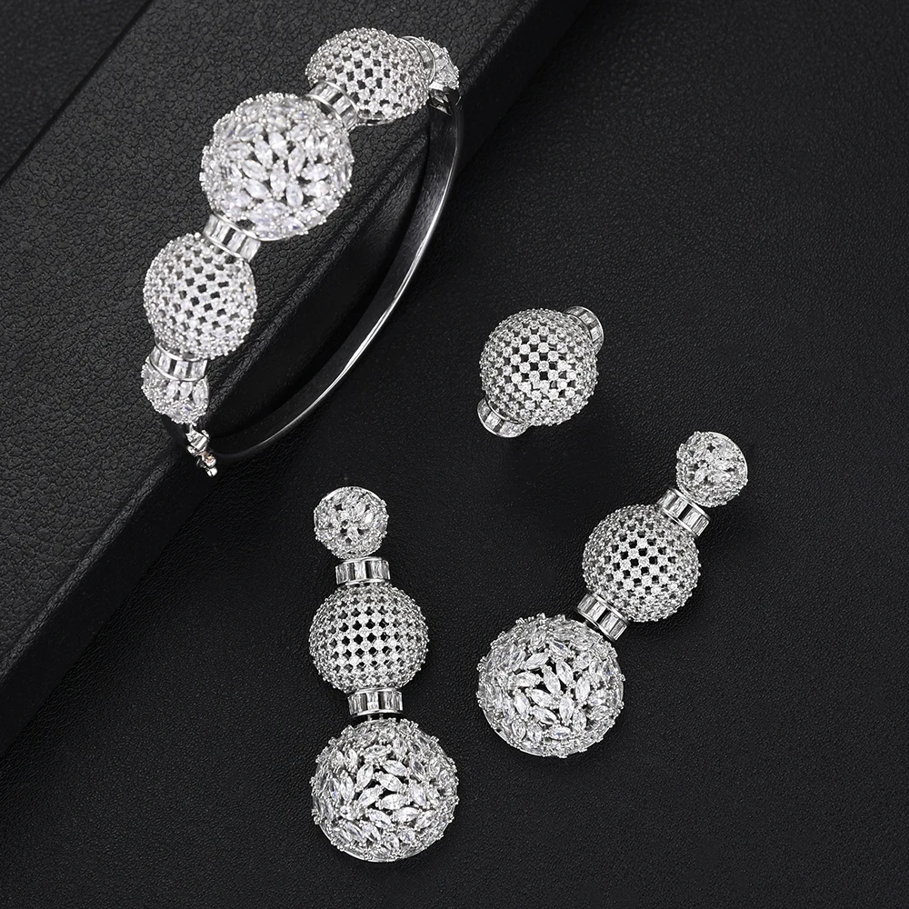 GODKI Luxury Ball Chain Nigerian Statement Jewelry sets For Women Wedding Cubic Zircon CZ Dubai Gold Bridal Jewelry Set