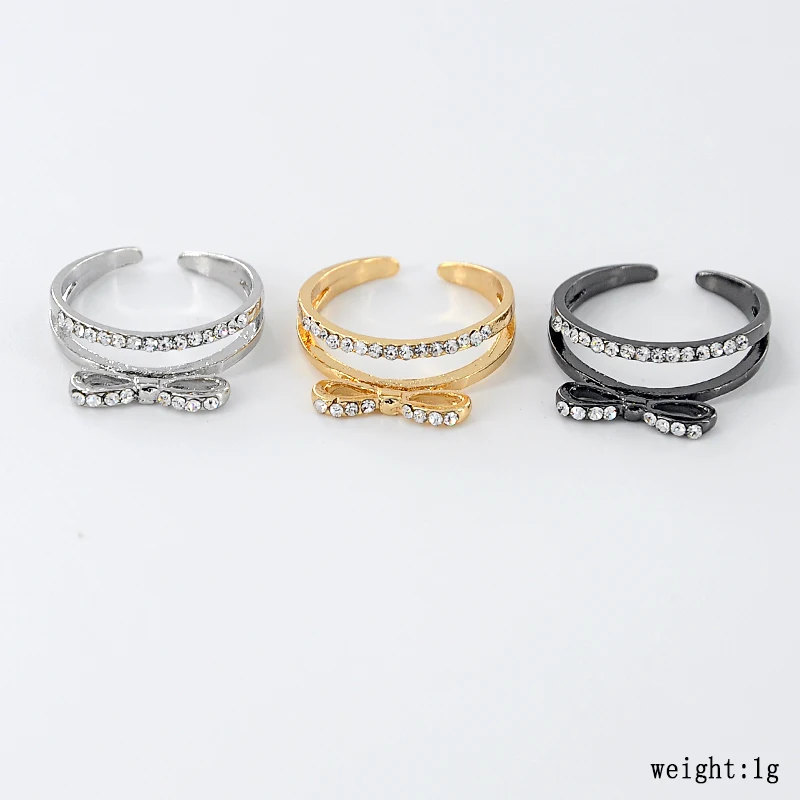 Женские Стразы бант костяшки пальцев средней длины открытые кольца разнослойное