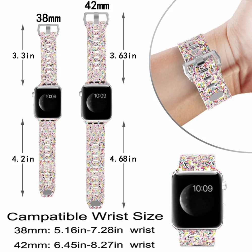 Цветной спортивный ремешок Bemorcabo с принтом для часов Apple Watch серии 4 3 2 1 ремешок для часов 44 мм 40 мм 38 мм 42 мм браслет для часов