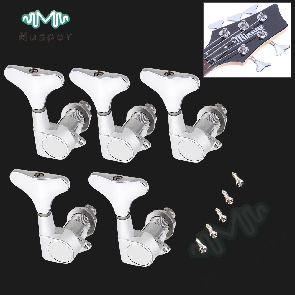 1 Набор электрогитарных колышков для настройки басов R + L Хромовая