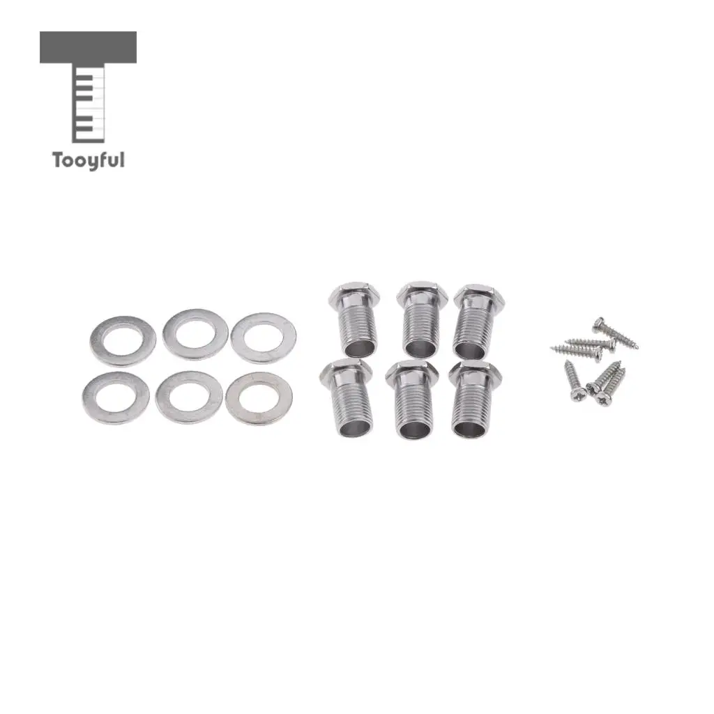 Tooyful 3R+3L Acoustic Electric Guitar String Semiclosed Tuning Pegs Tuners Machine Heads+Ferrule+Screws Accessory Silver | Спорт и