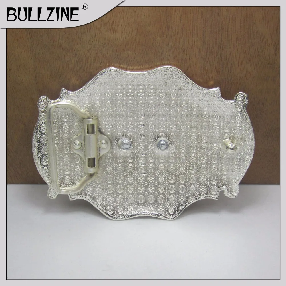 Пряжка для ремня Bullzine western bull с серебристым и золотым покрытием FP-03534 шириной 4 см |