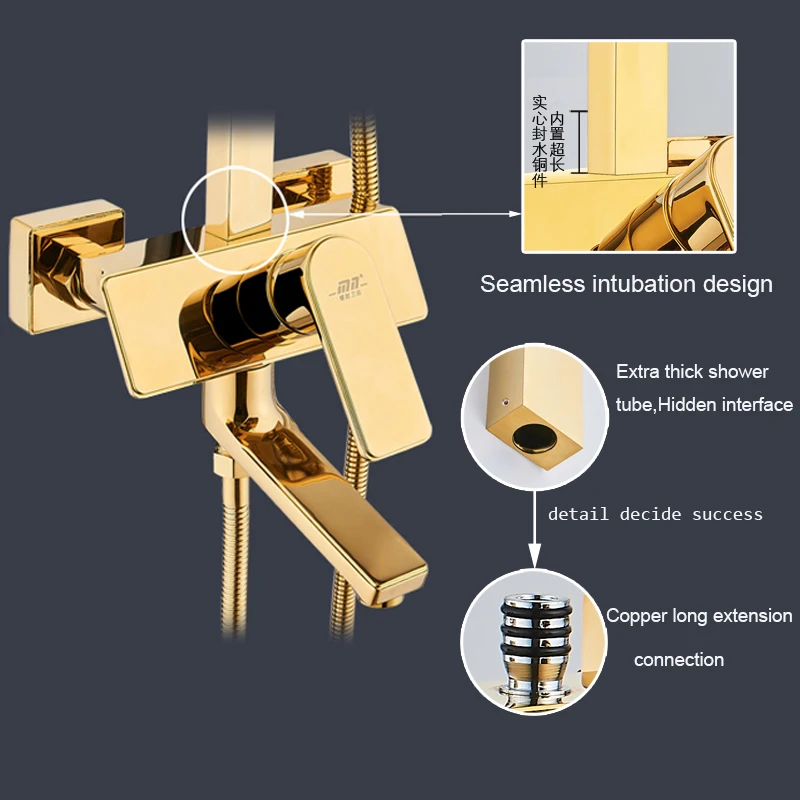 Onyzpily Chrome Golden Shower Faucets Set Brass 5-way All-copper Mixer Tap SPA Massage Jets Bidet Bath | Обустройство дома