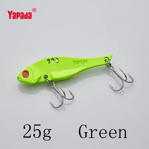 Green 25g YAPADA VIB 307 длинный нож 10 г/15 г/20 г/25 г тройной крючок 50 мм/57 мм/65 мм/68 мм Металл VIB разноцветные рыболовные приманки - Цвет: Green 25g