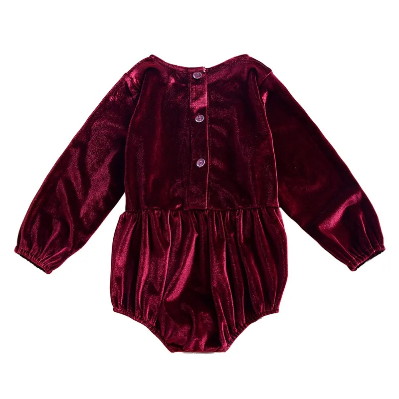 Коллекция 2017 года Осенний детский модный фланелевый комбинезон винно Красного