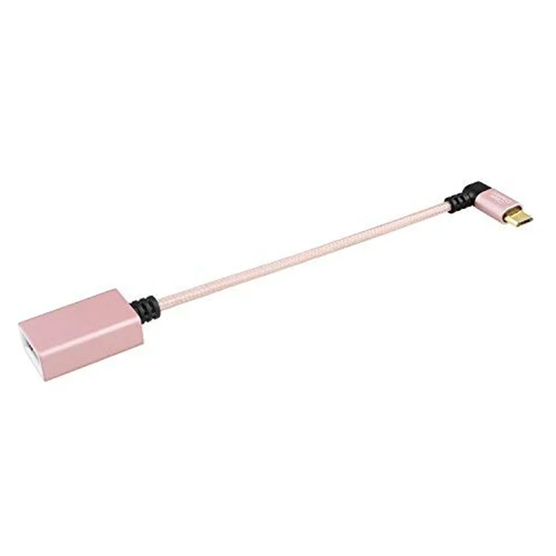 90 градусов Micro USB 2 0 OTG кабель с левым углом плетеный на ходу адаптер папа к Женский