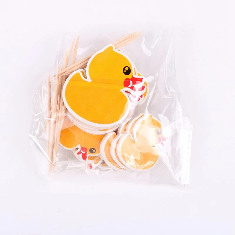 12 шт./лот мультфильм мало желтая утка Cupcake Toppers выборка День рождения украшения душ детей мальчик способствует украшать торта