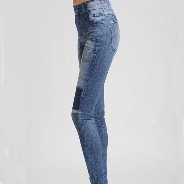 Женские джинсовые облегающие леггинсы синие эластичные брюки карандаш на молнии