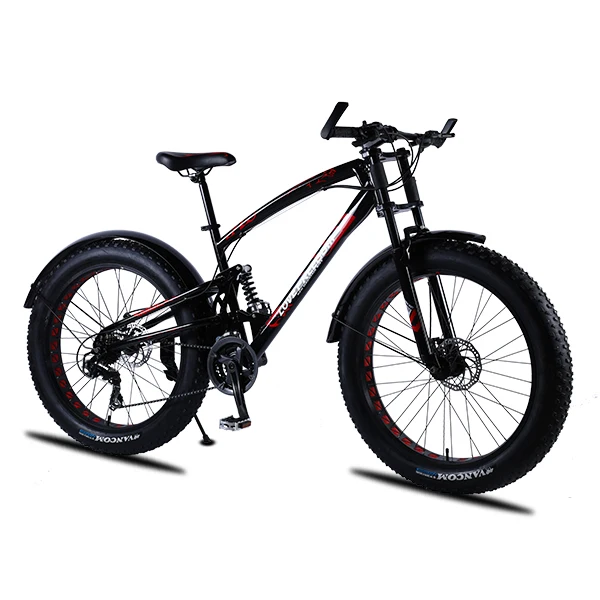 24 speed Black red Любят свободу высокое качество велосипеда 7/21/24/2 7 Скорость 26*4,0 с крупными покрышками для езды по передние и задние амортизаторы двойной дисковый тормоз амортизационная вилка для велосипеда - Цвет: 24 speed Black red