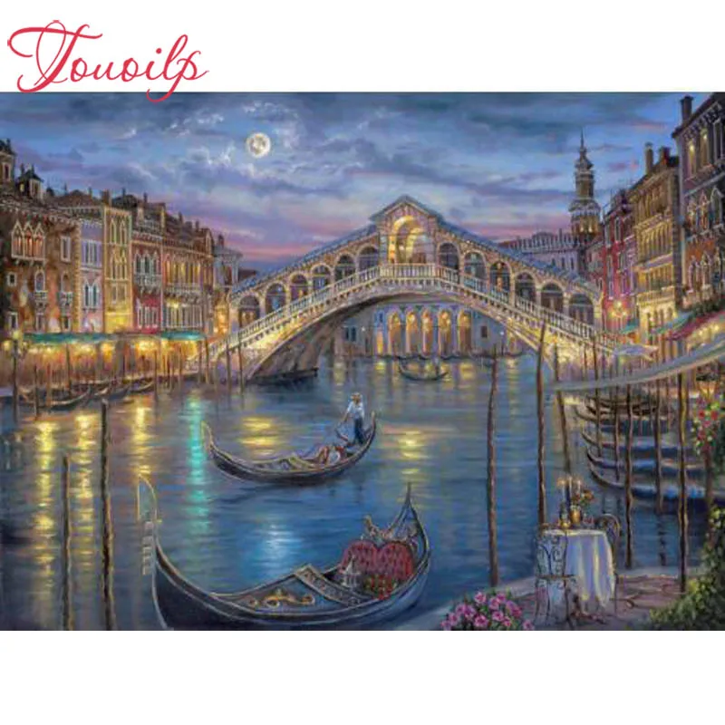 

TOUOILP 100% Full 5D Diy Daimond Painting "ferry" 3D Diamond Painting Round Rhinestones Diamant Painting Embroidery Scenery