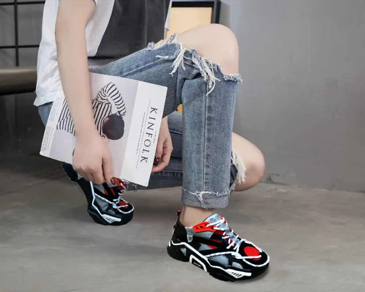 Белая обувь; женские кроссовки на платформе; zapatos de mujer; брендовая Лоскутная обувь; chaussure femme; цветная женская обувь на массивном каблуке; дышащая обувь