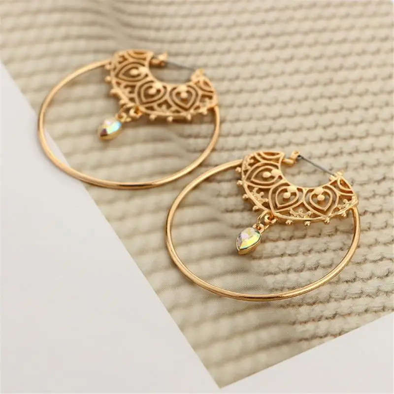 Женские круглые серьги кольца Boho золотого цвета модные геометрические обручи с