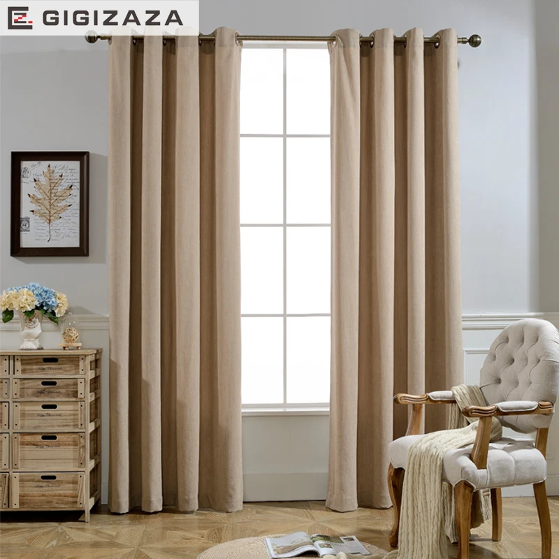 GIGIZAZA вискоза хлопок черная полоса ткань занавеска для гостиной цвета слоновой