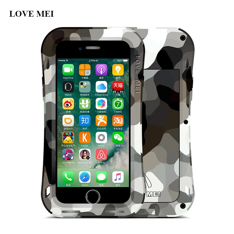 LOVE MEI Camouflage Small Waist Metal Case For iPhone 7 Plus Cover Armor Shockproof Life Waterproof Coque | Мобильные телефоны и