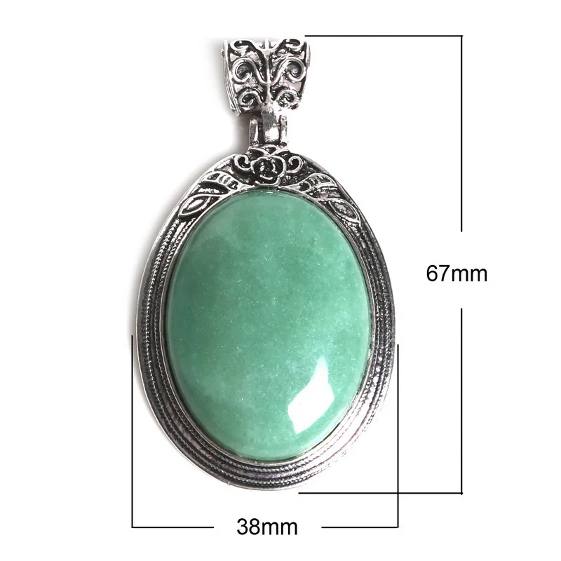 Подвеска из натурального камня 38x67 мм натуральное зеленое ожерелье авантюрина