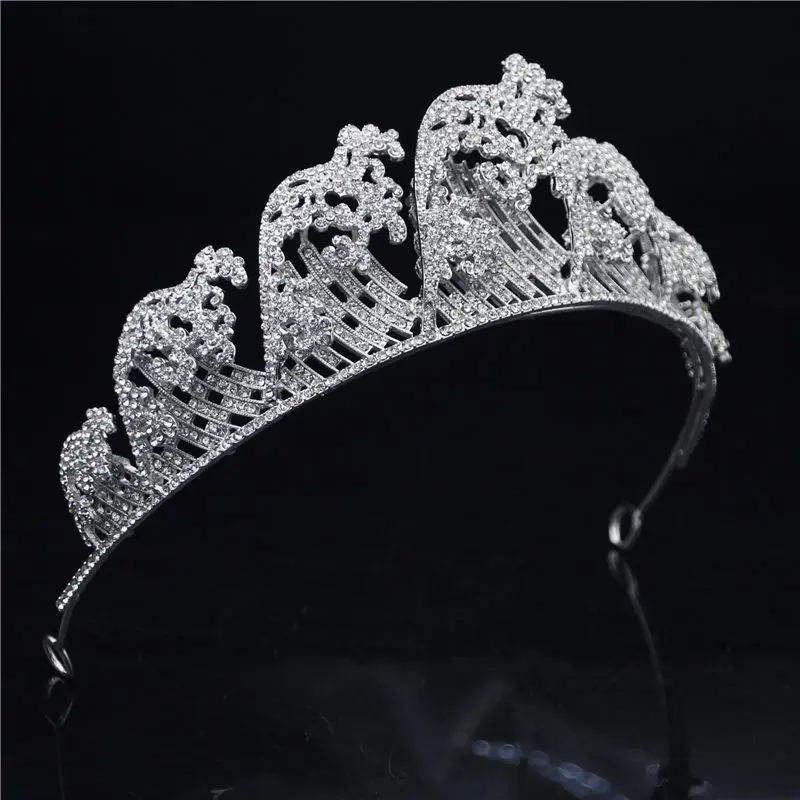 Нового дизайна серебряные тиары и короны из горного хрусталя головная повязка с аппликацией в виде дерева для Для женщин Свадебные украшения для волос аксессуары
