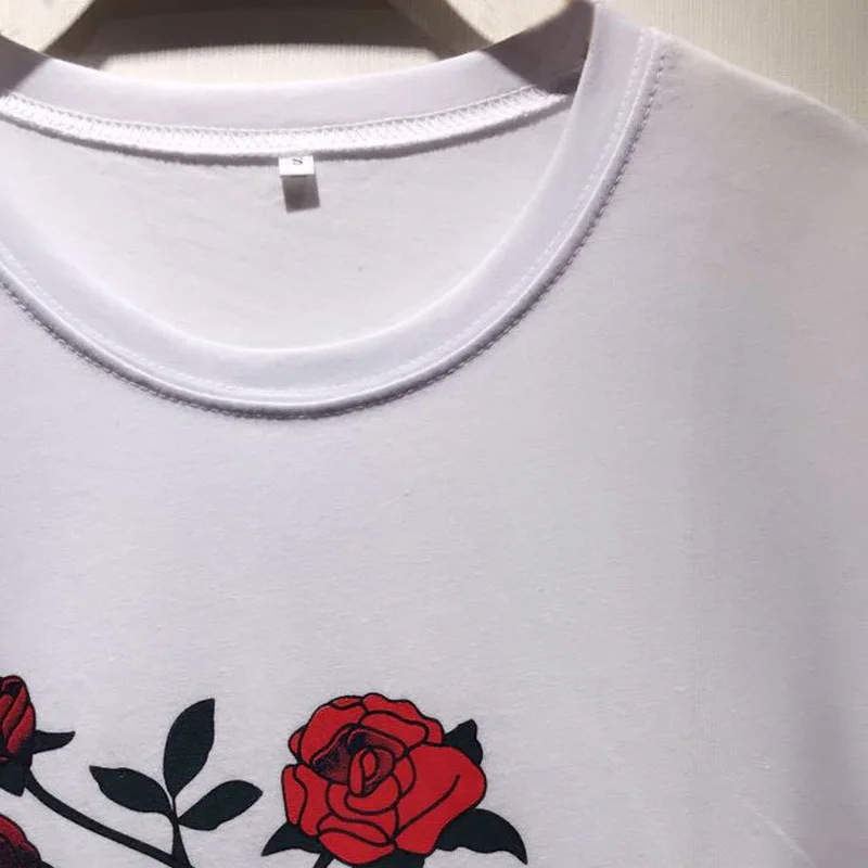 HEE GRAND/2018 Новое поступление женские топы футболка с принтом диких букв и роз