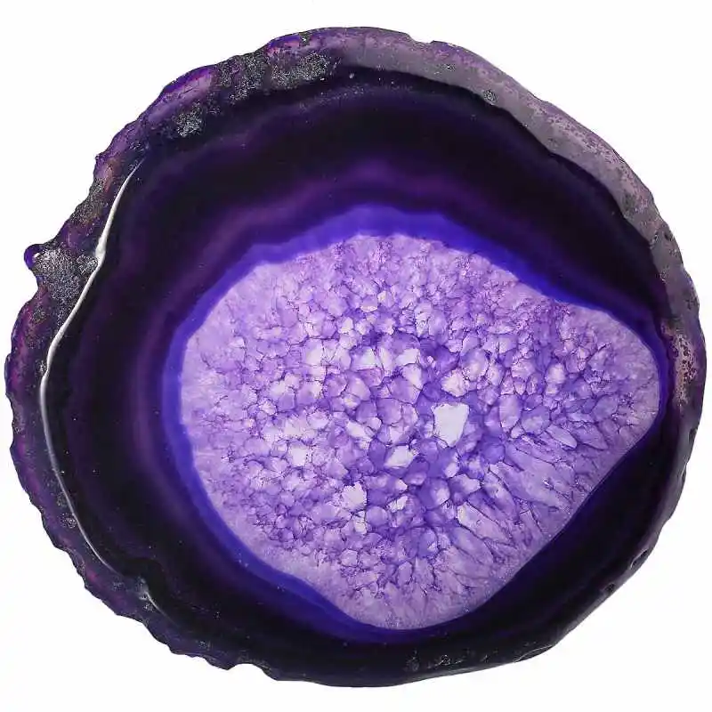 TUMBEELLUWA 1 шт Агатовые кусочки Geode чашки мат, кристалл драгоценный камень подставки для напитков, случайные украшения дома 3-3,9'' - Цвет: Purple