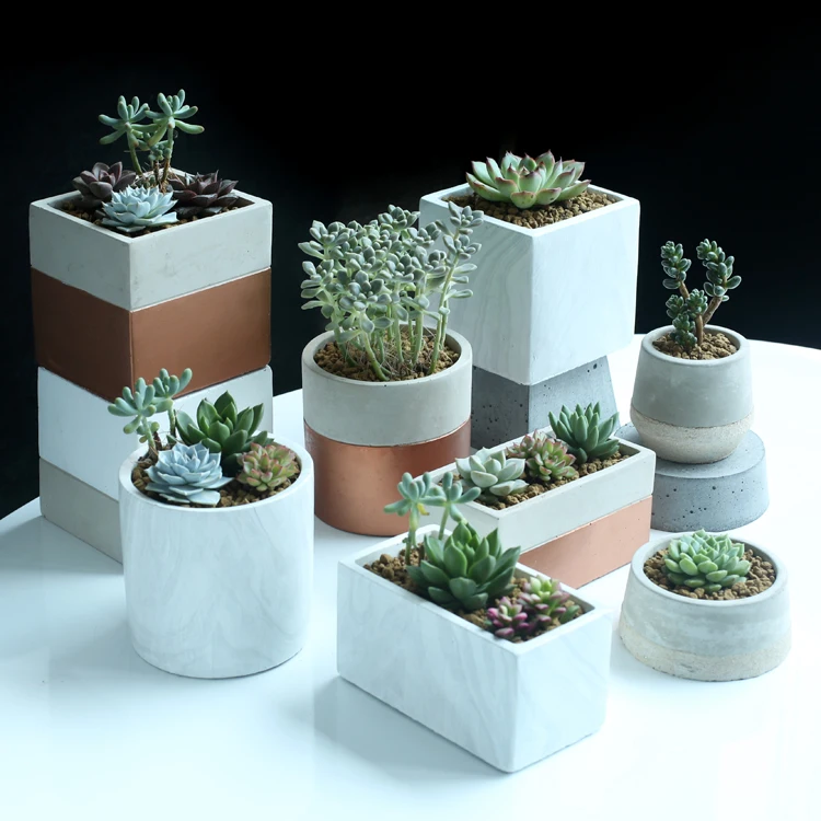 Настольные цветочные горшки простой стиль белые средние мини керамические 8