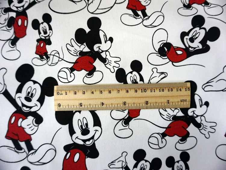 Милый Микки хлопок мультфильм ткань холст для пэчворка DIY обуви сумки занавески