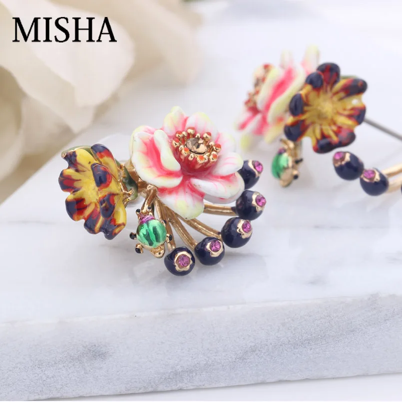 MISHA, Роскошные Ювелирные наборы для женщин, Дамское ожерелье, серьги, цветок, цепочка на свитер, вечерние Ювелирные наборы для женщин, подарок L467