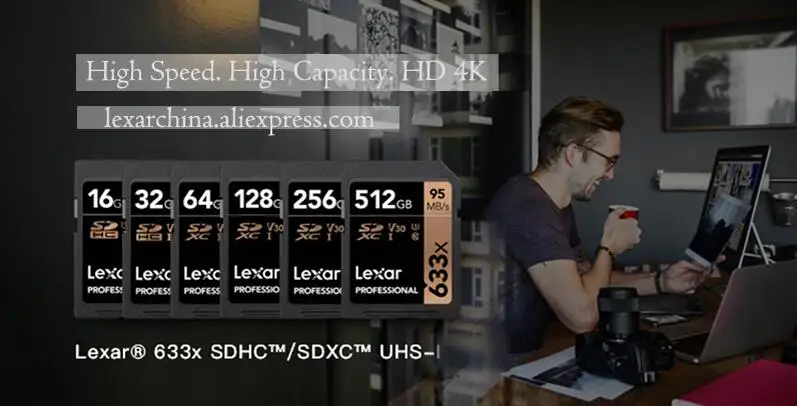Lexar sd-карта 100 м/с 633x256 ГБ U3 SDHC 128 ГБ V30 64 Гб C10 SDXC карта памяти 10 класс для хранения видео камеры 1080p 3D 4K