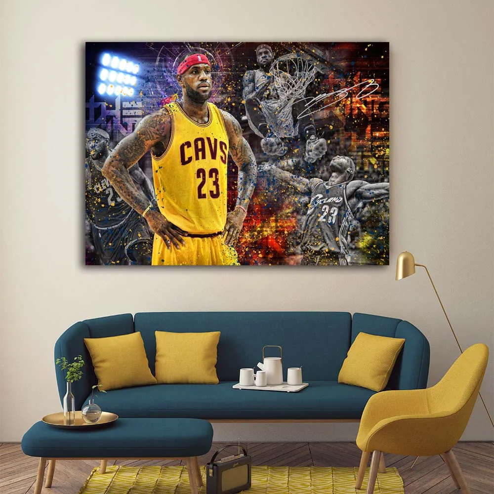 Современный Король Леброн Джеймс Кливленд NBA Настенная картина холст
