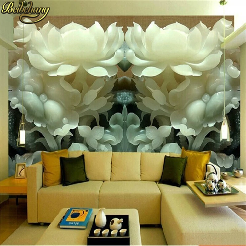 Beibehang обои китайский нефритовый лотос 3D стереоскопический ТВ фон для гостиной