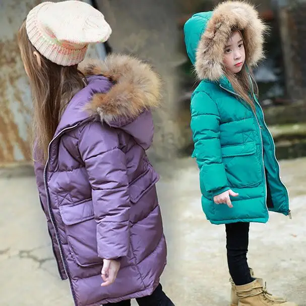 Новинка 2018 года Длинная стеганая куртка для девочек детское зимнее пальто