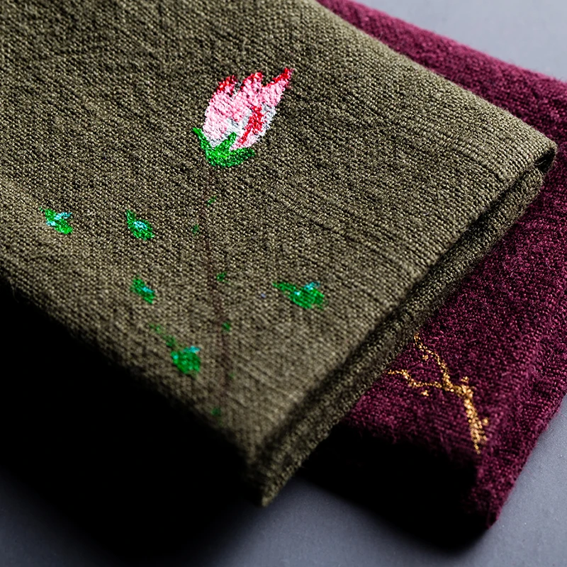 Креативные хлопковые льняные чайные салфетки с винтажным рисунком для чистки