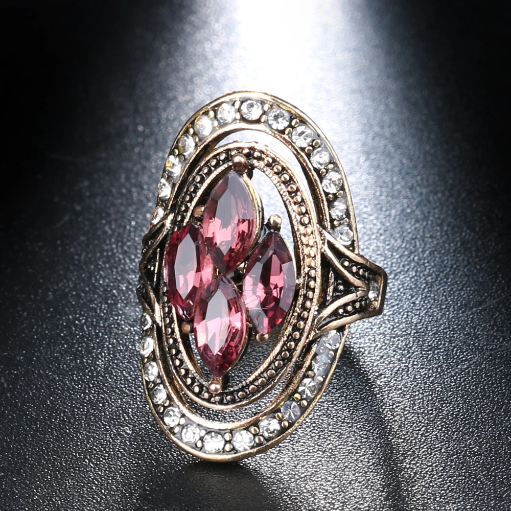 Kinel Модные кольца с фиолетовыми кристаллами Bijoux Femme античное Золотое мозаичное Хрустальное обручальное кольцо Винтажные Ювелирные изделия Новинка