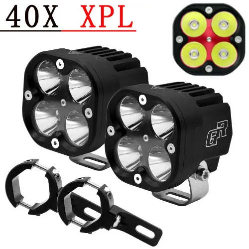 GOLDRUNWAY 40X ЧПУ 6063 Алюминиевый зажим США U3 или XPL V5 чип светодиодный Универсальный комплект мотоциклетных ламп - Цвет: 24-35mm clamp