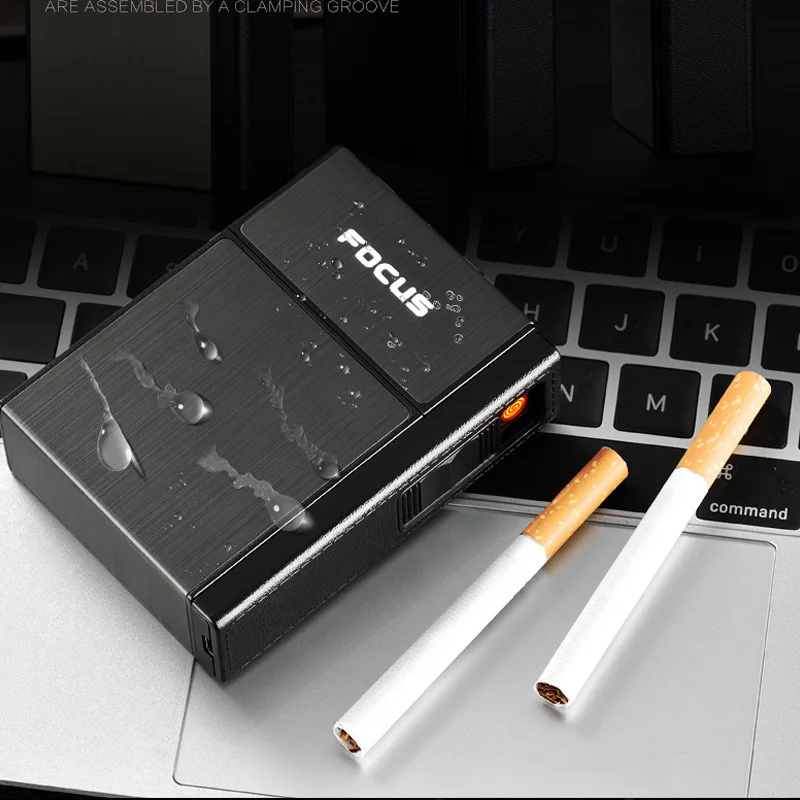 20 палочек) чехол для электронных сигарет USB зажигалки зарядка электрическая ветрозащитная металлическая зажигалка коробка для сигарет курильщик Подарок