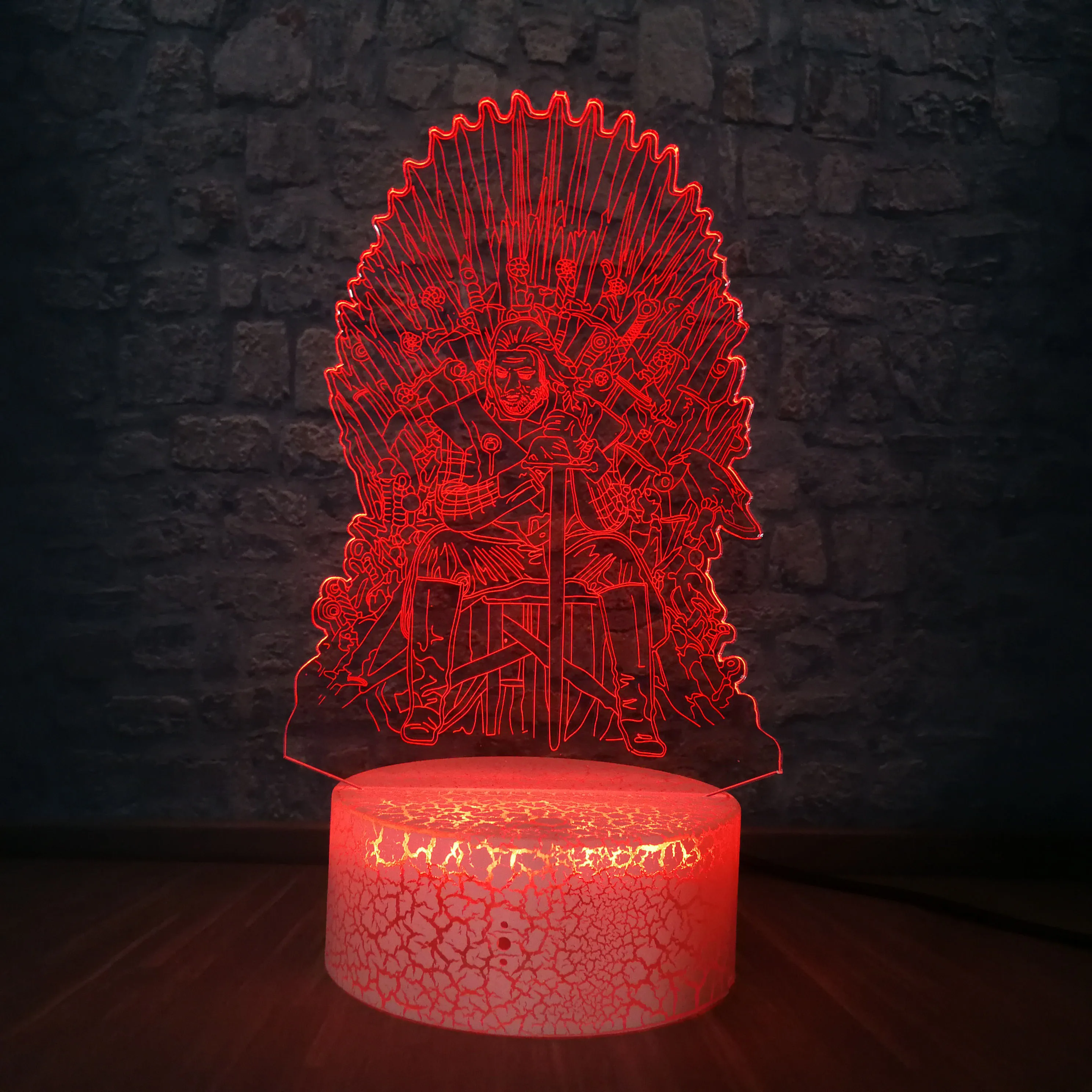 Eddard Старк трон 3D Ночник светильник Песнь Льда и Огня акриловый многоцветный