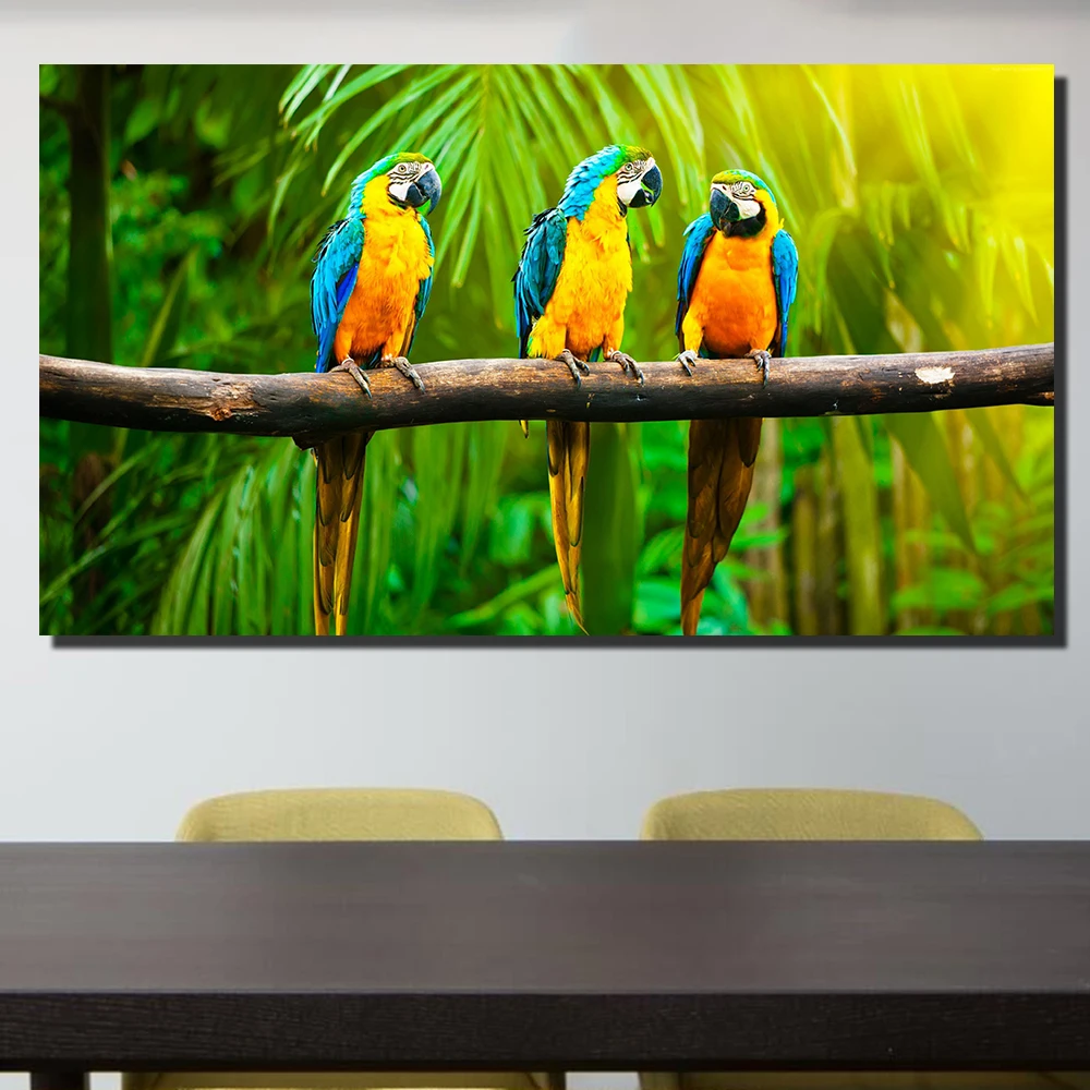 QKART картина на холсте без рамы попугай тропики постеры с животными и принты