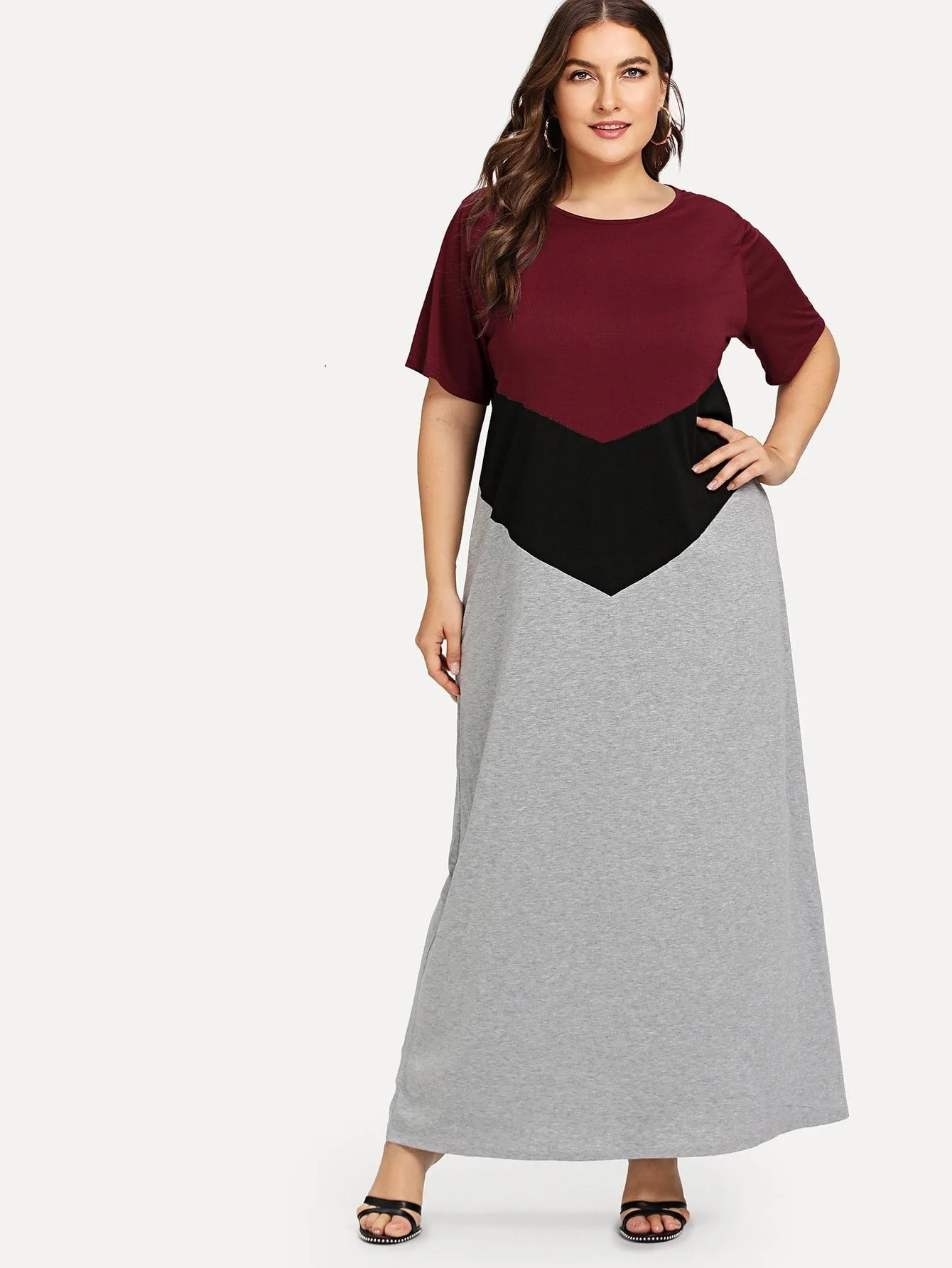 5XL размера плюс длинное платье Макси женское летнее с коротким рукавом контрастное разноцветное элегантное платье свободного кроя больше размера d женское платье-туника