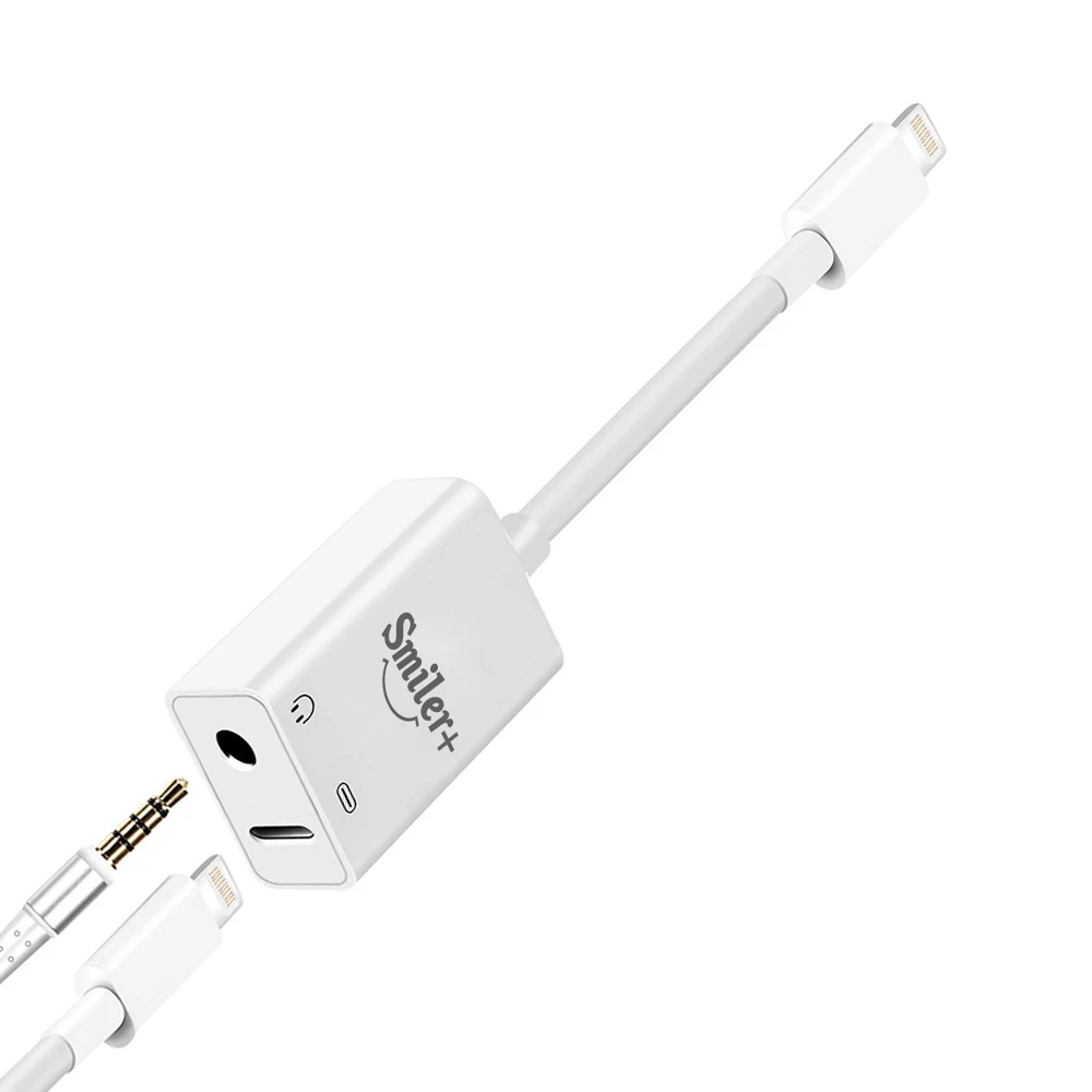 Lightning to 3.5mm Adapter and Splitter Smiler+ Upgraded iPhone Audio Headphone Jack Charge Cable Charger for |