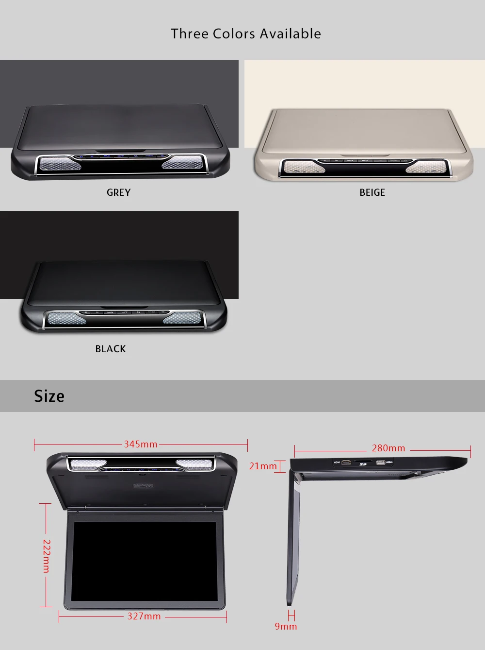 MP5 плеер 13,3 дюймов Full HD 1080P откидной монитор с креплением на крышу с HDMI USB SD встроенный ИК/FM передатчик потолочный телевизионный для автомобиля