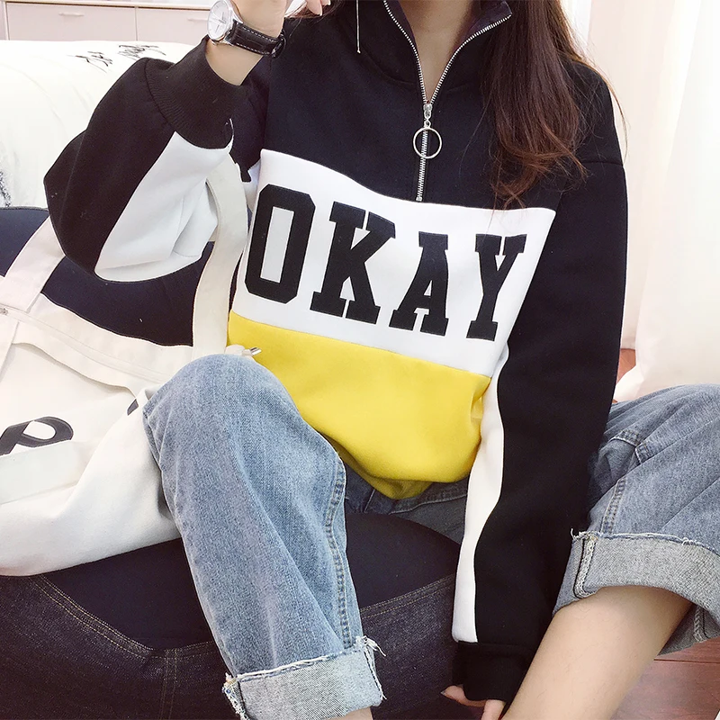 Весна и осень новые плюс толстый бархат толстовка Для женщин молния высокий