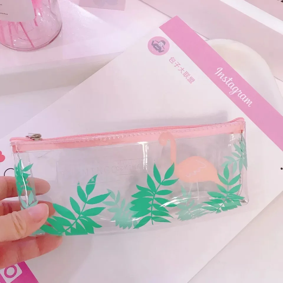 Kawaii милые розовый Фламинго Единорог пантера ПВХ Карандаш Чехол для хранения Организатор Ручка Сумки Пенал-сумочка для школьных принадлежностей канцелярские принадлежности