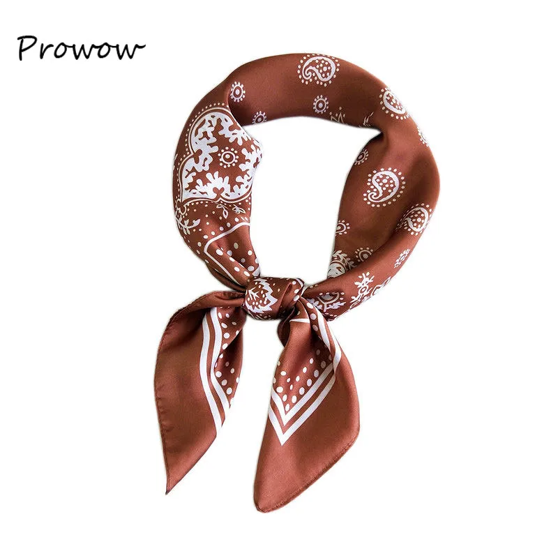 70*70cm Women Summer Vintage Square Silk Feel Satin Scarf Different Styles Skinny Elegant Head Neck Hair Tie Band FJ011 |