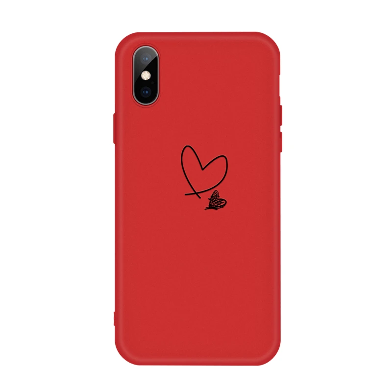 20 Мягкий матовый чехол из ТПУ с узором для iPhone 11 Pro, 6, 6 S, 7, 8 Plus, X, 5, 5S, SE, XS, Max, XR, милая задняя крышка с мультяшным сердечком для iPhone 11 - Цвет: 20