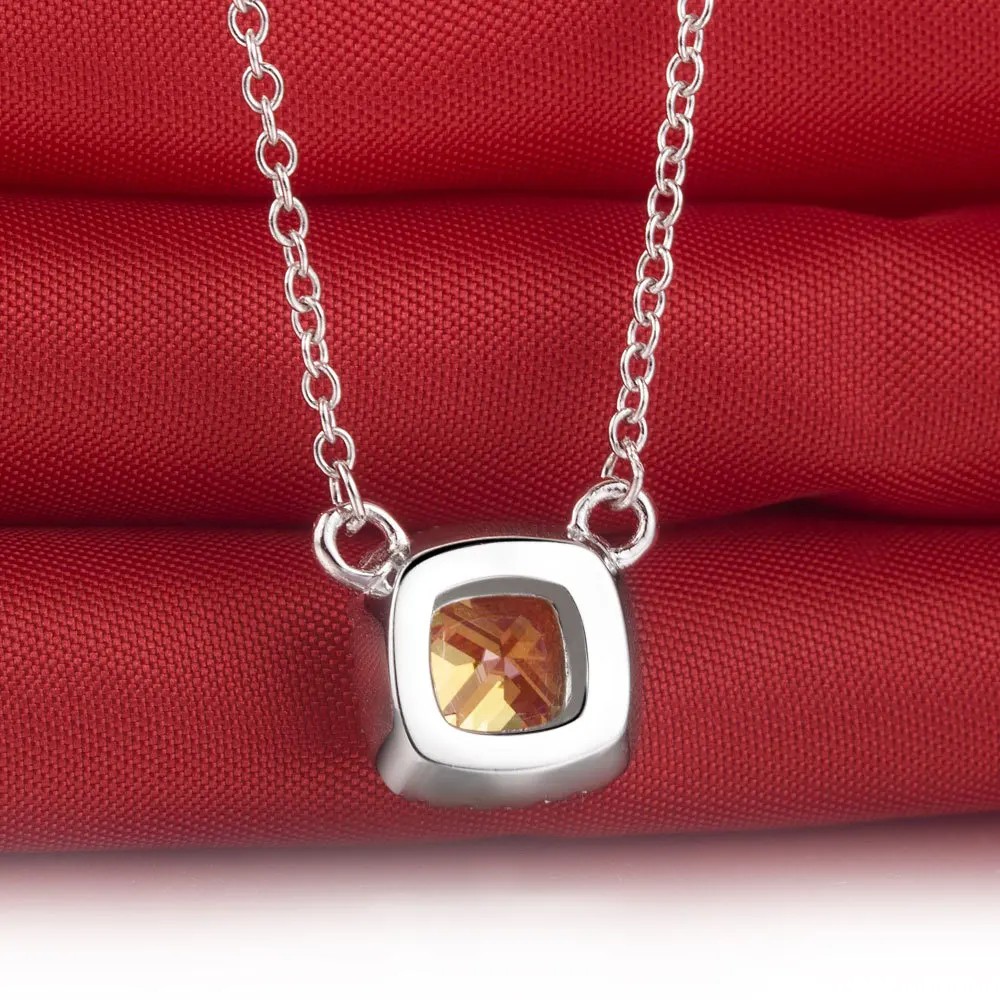 18 дюймовое ожерелье для ключицы подвеска 1CT желтая синтетическая Подушка